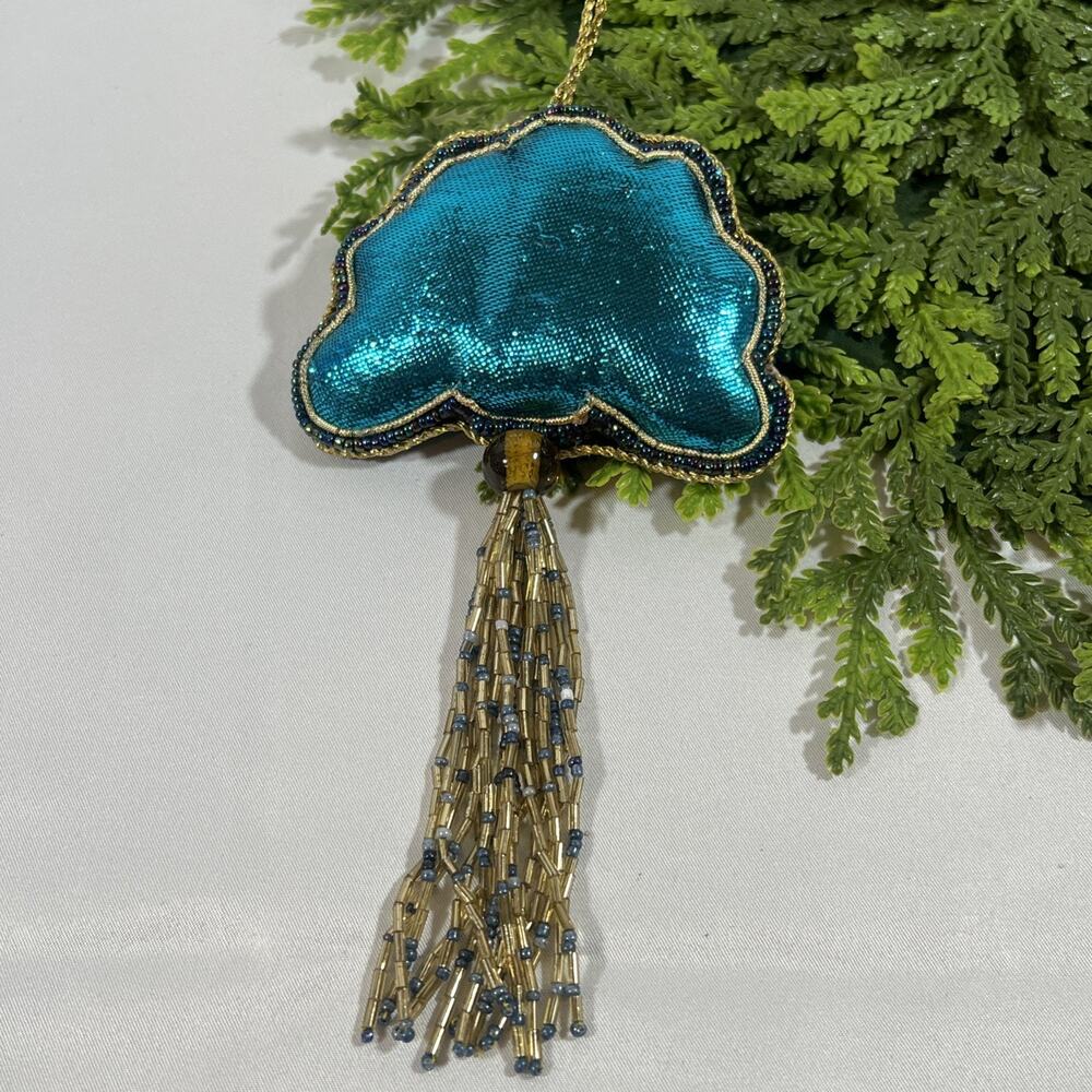 World Market Global Art Deco Beaded Sequin Peacock Christmas Ornament Hanging - Picture 7 of 8